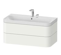 Duravit Happy D.2 Plus Set en forma de c colgado en la pared, 975x490mm, 2 cajones, 2 agujeros para grifos, HP4348E3636, Color: Blanco seda lacado mate