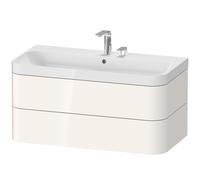Duravit Happy D.2 Plus Set en forma de c colgado en la pared, 975x490mm, 2 cajones, 2 agujeros para grifos, HP4348E2222, Color: Decoración blanca de alto brillo