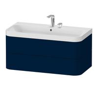 Duravit Happy D.2 Plus Set en forma de c colgado en la pared, 975x490mm, 2 cajones, 2 agujeros para grifos, HP4348E9898, Color: Seda azul noche lacado mate