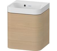 Duravit Happy D.2 Plus Set en forma de c suspendido, 400x360mm, 1 puerta, bisagra izquierda, sin agujero para grifo, HP4340N71710000, Color: Roble mediterráneo Chapa de madera auténtica