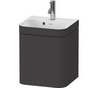 Duravit Happy D.2 Plus Set encolado a pared, 400x360mm, 1 puerta, tope a la derecha, 1 agujero para grifo, HP4634O80800000, Color: Decoración grafito supermate