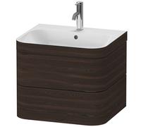 Duravit Happy D.2 Plus Set encolado suspendido, 575x490mm, 2 cajones, 1 agujero para grifo, HP4635O6969, Color: Nogal cepillado Chapa de madera auténtica
