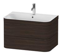 Duravit Happy D.2 Plus Set encolado suspendido, 775x490mm, 2 cajones, 1 agujero para grifo, HP4637O6969, Color: Nogal cepillado Chapa de madera auténtica