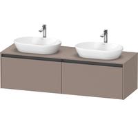 Duravit Ketho.2 mueble bajo lavabo, hueco para lavabo en ambos lados, 1600x459x550mm, 2 extraíbles, K24889B43430000, Color: Decoración Basalto Mate