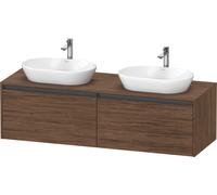 Duravit Ketho.2 mueble bajo lavabo, hueco para lavabo en ambos lados, 1600x459x550mm, 2 extraíbles, K24889B21210000, Color: DecoraciÃ³n en nogal oscuro