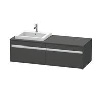 Duravit Ketho consola mueble bajo lavabo, suspendido, 1400x426x550 mm, 2 extraíbles, para lavabo empotrado, posición izquierda, KT6797L4949, Color: Grafito Mate Decoración
