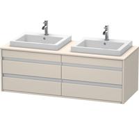 Duravit Ketho consola mueble bajo lavabo, suspendido, 1400x496x550 mm, 4 cajones, para 2 lavabos empotrados, doble cara, KT6757B9191, Color: Decoración mate gris topo