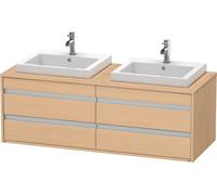 Duravit Ketho consola mueble bajo lavabo, suspendido, 1400x496x550 mm, 4 cajones, para 2 lavabos empotrados, doble cara, KT6757B3030, Color: Decoración roble natural