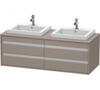 Duravit Ketho consola mueble bajo lavabo, suspendido, 1400x496x550 mm, 4 cajones, para 2 lavabos empotrados, doble cara, KT6757B4343, Color: Decoración Basalto Mate