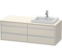 Duravit Ketho consola mueble bajo lavabo, suspendido, 1400x496x550 mm, 4 cajones, para lavabo empotrado, posición derecha, KT6757R9191, Color: Decoración mate gris topo