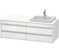 Duravit Ketho consola mueble bajo lavabo, suspendido, 1400x496x550 mm, 4 cajones, para lavabo empotrado, posición derecha, KT6757R2222, Color: Decoración blanca de alto brillo