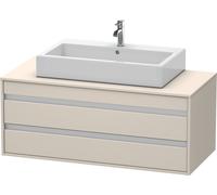 Duravit Ketho lavabo sobre encimera, suspendido, 1200x496x550 mm, 2 cajones, para lavabo sobre encimera, KT665609191, Color: Decoración mate gris topo