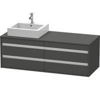 Duravit Ketho Módulo mural 6657, 4 cajones, 1400mm, para 1 lavabo de sobremesa, a la izquierda, KT6657L4949, Color: Grafito Mate Decoración