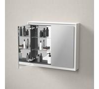 Duravit L-Cube armario con espejo con iluminación LED, blanco, 800x155x700mm, 2 puertas, enchufe F, LC7551018180010, Versión: con iluminación del lavabo