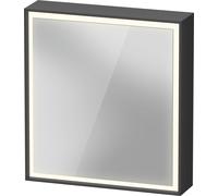Duravit L-Cube armario con espejo con iluminación LED, grafito mate, 650x155x700mm, 1 puerta, apertura a la izquierda, enchufe F, LC7550L49491010, Versión: con iluminación del lavabo