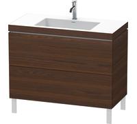 Duravit L-Cube c-conjunto vertical, 2 cajones, sin rebosadero, 1 agujero para grifo, 1000x698x480mm, LC6938O6969, Color: Nogal cepillado Chapa de madera auténtica