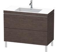 Duravit L-Cube c-conjunto vertical, 2 cajones, sin rebosadero, 1 agujero para grifo, 1000x698x480mm, LC6938O7272, Color: roble oscuro cepillado chapa de madera auténtica