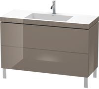 Duravit L-Cube c-conjunto vertical, 2 cajones, sin rebosadero, 1 agujero para grifo, 1200x698x480mm, LC6939O8989, Color: Laca de color gris franela de alto brillo