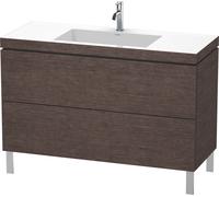 Duravit L-Cube c-conjunto vertical, 2 cajones, sin rebosadero, 1 agujero para grifo, 1200x698x480mm, LC6939O7272, Color: roble oscuro cepillado chapa de madera auténtica