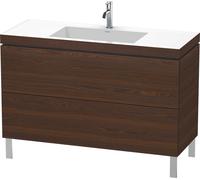 Duravit L-Cube c-conjunto vertical, 2 cajones, sin rebosadero, 1 agujero para grifo, 1200x698x480mm, LC6939O6969, Color: Nogal cepillado Chapa de madera auténtica