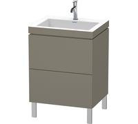 Duravit L-Cube c-conjunto vertical, 2 cajones, sin rebosadero, 1 agujero para grifo, 600x698x480mm, LC6936O9090, Color: Flanela Gris seda lacado mate