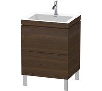 Duravit L-Cube c-conjunto vertical, 2 cajones, sin rebosadero, 1 agujero para grifo, 600x698x480mm, LC6936O6969, Color: Nogal cepillado Chapa de madera auténtica