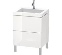 Duravit L-Cube c-conjunto vertical, 2 cajones, sin rebosadero, 1 agujero para grifo, 600x698x480mm, LC6936O8585, Color: Laca blanca de alto brillo