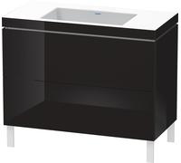 Duravit L-Cube c-conjunto vertical, 2 cajones, sin rebosadero, sin agujero para grifo, 1000x698x480mm, LC6938N4040, Color: Laca negra de alto brillo
