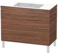 Duravit L-Cube c-conjunto vertical, 2 cajones, sin rebosadero, sin agujero para grifo, 1000x698x480mm, LC6938N2121, Color: DecoraciÃ³n en nogal oscuro