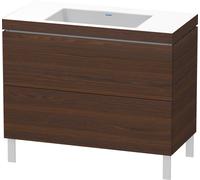 Duravit L-Cube c-conjunto vertical, 2 cajones, sin rebosadero, sin agujero para grifo, 1000x698x480mm, LC6938N6969, Color: Nogal cepillado Chapa de madera auténtica