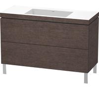 Duravit L-Cube c-conjunto vertical, 2 cajones, sin rebosadero, sin agujero para grifo, 1200x698x480mm, LC6939N7272, Color: roble oscuro cepillado chapa de madera auténtica
