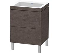 Duravit L-Cube c-conjunto vertical, 2 cajones, sin rebosadero, sin agujero para grifo, 600x698x480mm, LC6936N7272, Color: roble oscuro cepillado chapa de madera auténtica