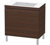 Duravit L-Cube c-conjunto vertical, 2 cajones, sin rebosadero, sin agujero para grifo, 800x698x480mm, LC6937N6969, Color: Nogal cepillado Chapa de madera auténtica
