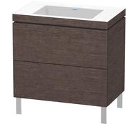 Duravit L-Cube c-conjunto vertical, 2 cajones, sin rebosadero, sin agujero para grifo, 800x698x480mm, LC6937N7272, Color: roble oscuro cepillado chapa de madera auténtica