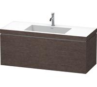 Duravit L-Cube conjunto en c suspendido, 1 extraíble, sin rebosadero, 1 agujero para grifo, 1200x500x480mm, LC6919O7272, Color: roble oscuro cepillado chapa de madera auténtica