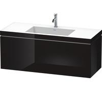 Duravit L-Cube conjunto en c suspendido, 1 extraíble, sin rebosadero, 1 agujero para grifo, 1200x500x480mm, LC6919O4040, Color: Laca negra de alto brillo
