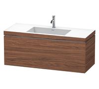 Duravit L-Cube conjunto en c suspendido, 1 extraíble, sin rebosadero, 1 agujero para grifo, 1200x500x480mm, LC6919O2121, Color: DecoraciÃ³n en nogal oscuro