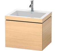 Duravit L-Cube conjunto en c suspendido, 1 extraíble, sin rebosadero, 1 agujero para grifo, 600x500x480mm, LC6916O7171, Color: Roble mediterráneo Chapa de madera auténtica