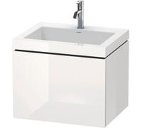 Duravit L-Cube conjunto en c suspendido, 1 extraíble, sin rebosadero, 1 agujero para grifo, 600x500x480mm, LC6916O8585, Color: Laca blanca de alto brillo