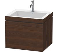 Duravit L-Cube conjunto en c suspendido, 1 extraíble, sin rebosadero, 1 agujero para grifo, 600x500x480mm, LC6916O6969, Color: Nogal cepillado Chapa de madera auténtica