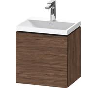 Duravit L-Cube conjunto en c suspendido, 1 puerta, apertura a la derecha, sin rebosadero, 1 agujero para grifo, 450x480x350mm, LC6949O21210000, Color: DecoraciÃ³n en nogal oscuro