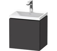 Duravit L-Cube conjunto en c suspendido, 1 puerta, apertura a la derecha, sin rebosadero, 1 agujero para grifo, 450x480x350mm, LC6949O80800000, Color: Decoración grafito supermate