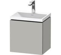 Duravit L-Cube conjunto en c suspendido, 1 puerta, apertura a la derecha, sin rebosadero, 1 agujero para grifo, 450x480x350mm, LC6949O07070000, Color: DecoraciÃ³n gris hormigÃ³n mate