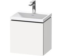 Duravit L-Cube conjunto en c suspendido, 1 puerta, apertura a la derecha, sin rebosadero, 1 agujero para grifo, 450x480x350mm, LC6949O18180000, Color: Blanco Mate Decoración