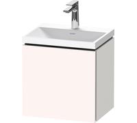 Duravit L-Cube conjunto en c suspendido, 1 puerta, apertura a la derecha, sin rebosadero, 1 agujero para grifo, 450x480x350mm, LC6949O84840000, Color: Decoración blanco supermate