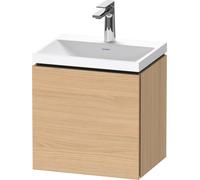 Duravit L-Cube conjunto en c suspendido, 1 puerta, apertura a la derecha, sin rebosadero, 1 agujero para grifo, 450x480x350mm, LC6949O30300000, Color: Decoración roble natural