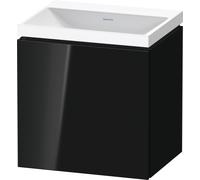 Duravit L-Cube conjunto en c suspendido, 1 puerta, apertura a la izquierda, sin rebosadero, sin agujero para grifo, 450x480x350mm, LC6948N40400000, Color: Laca negra de alto brillo