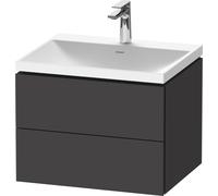 Duravit L-Cube conjunto en c suspendido, 2 cajones, sin rebosadero, 1 agujero para grifo, 600x480x480mm, LC6950O80800000, Color: Decoración grafito supermate