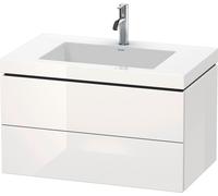 Duravit L-Cube conjunto en c suspendido, 2 cajones, sin rebosadero, 1 agujero para grifo, 800x500x480mm, LC6927O8585, Color: Laca blanca de alto brillo
