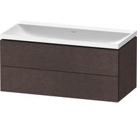 Duravit L-Cube conjunto en c suspendido, 2 cajones, sin rebosadero, sin agujero para grifo, 1000x480x480mm, LC6952N72720000, Color: roble oscuro cepillado chapa de madera auténtica